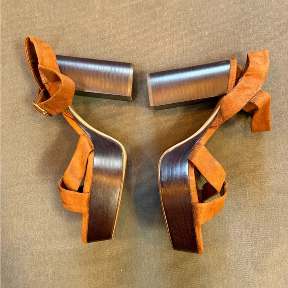 Zara Basic Collection Brown Block Chunky Heeled Sandals Size 7.5 - Picture 7 of 10